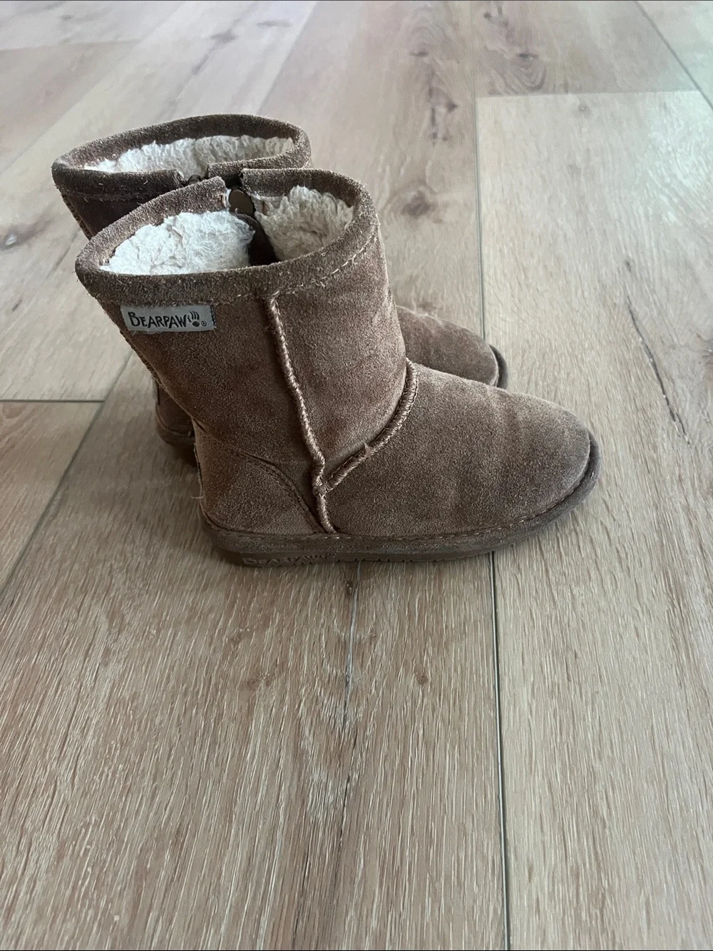 BearPaw Brown Suede Kids Shearling-Lined Boots